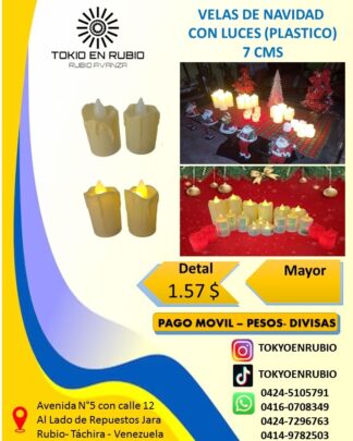 Velas de navidad con luces de plastico (7cms)